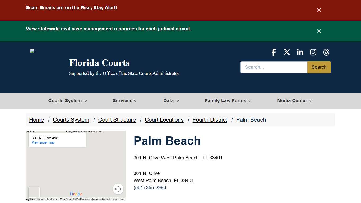 Palm Beach / Fourth District / Court Locations / Court Structure / Courts System - - Florida Courts