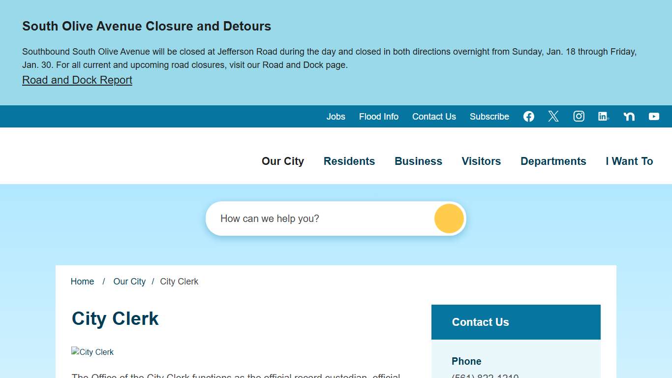 City Clerk City of West Palm Beach